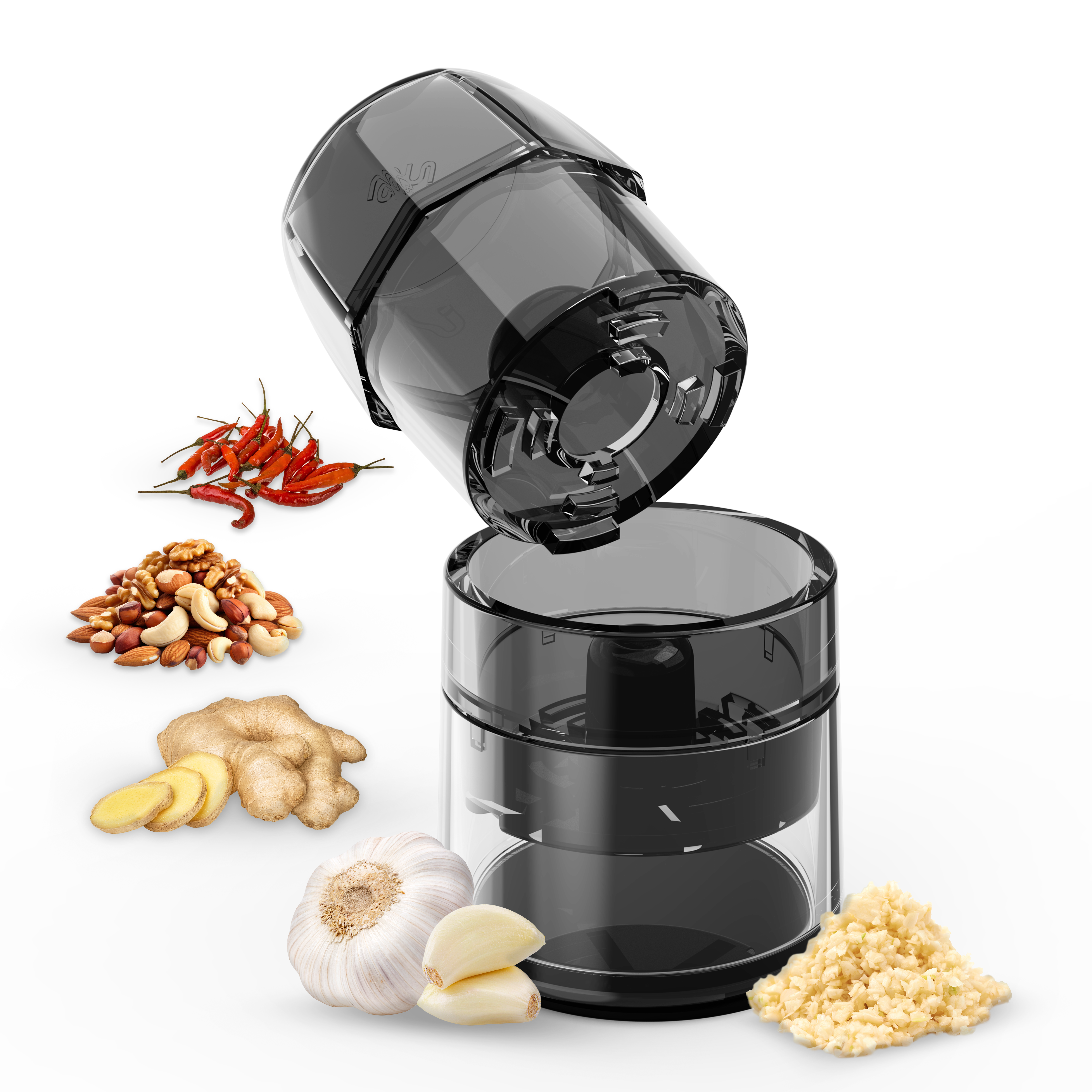UHIYEE Premium Multipurpose Garlic Crusher Grinder with Tritan Container, BPA-Free, Dishwasher Safe