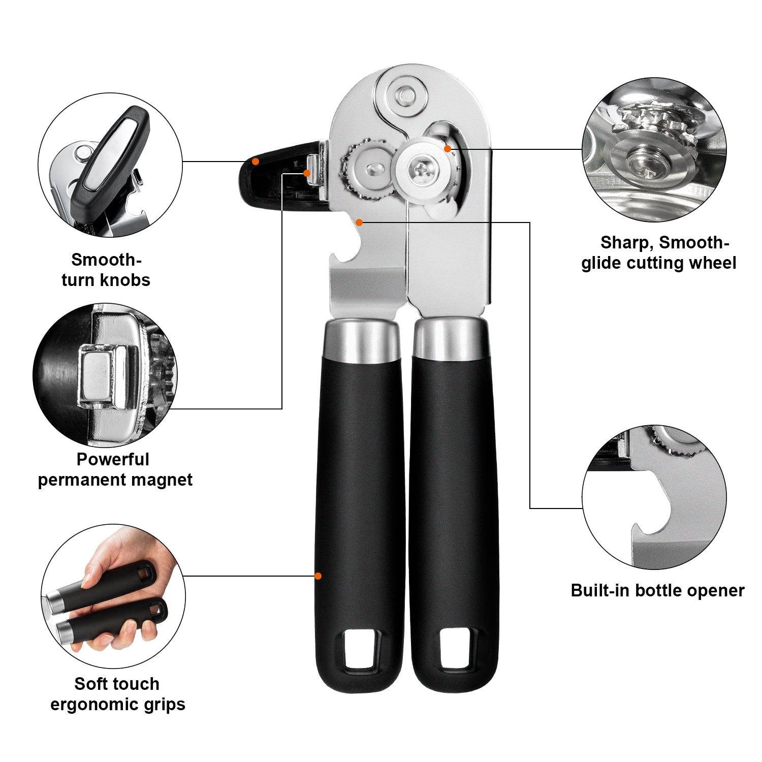 UHIYEE Handheld Manual Can Opener with Magnetic Lid Lifter