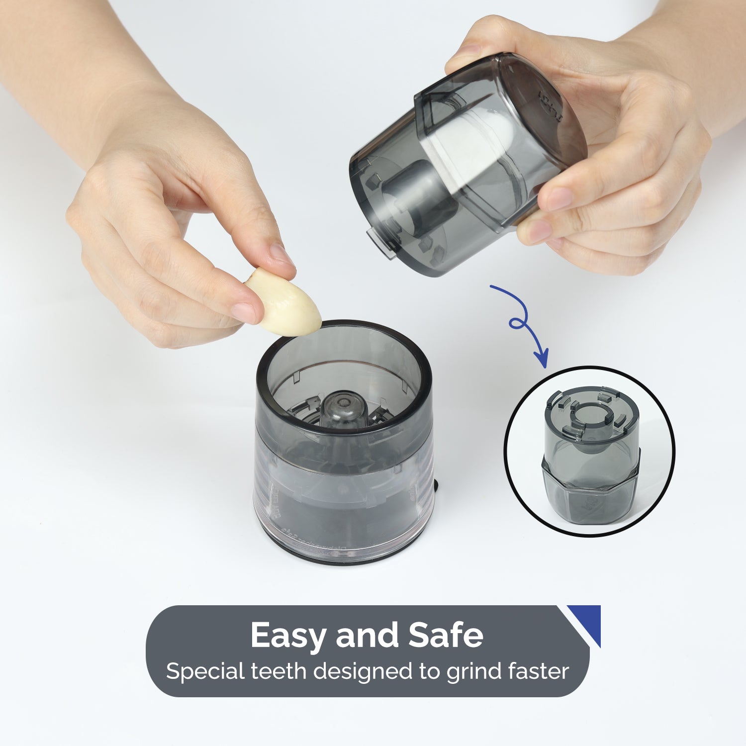 UHIYEE Premium Multipurpose Garlic Crusher Grinder with Tritan Container, BPA-Free, Dishwasher Safe