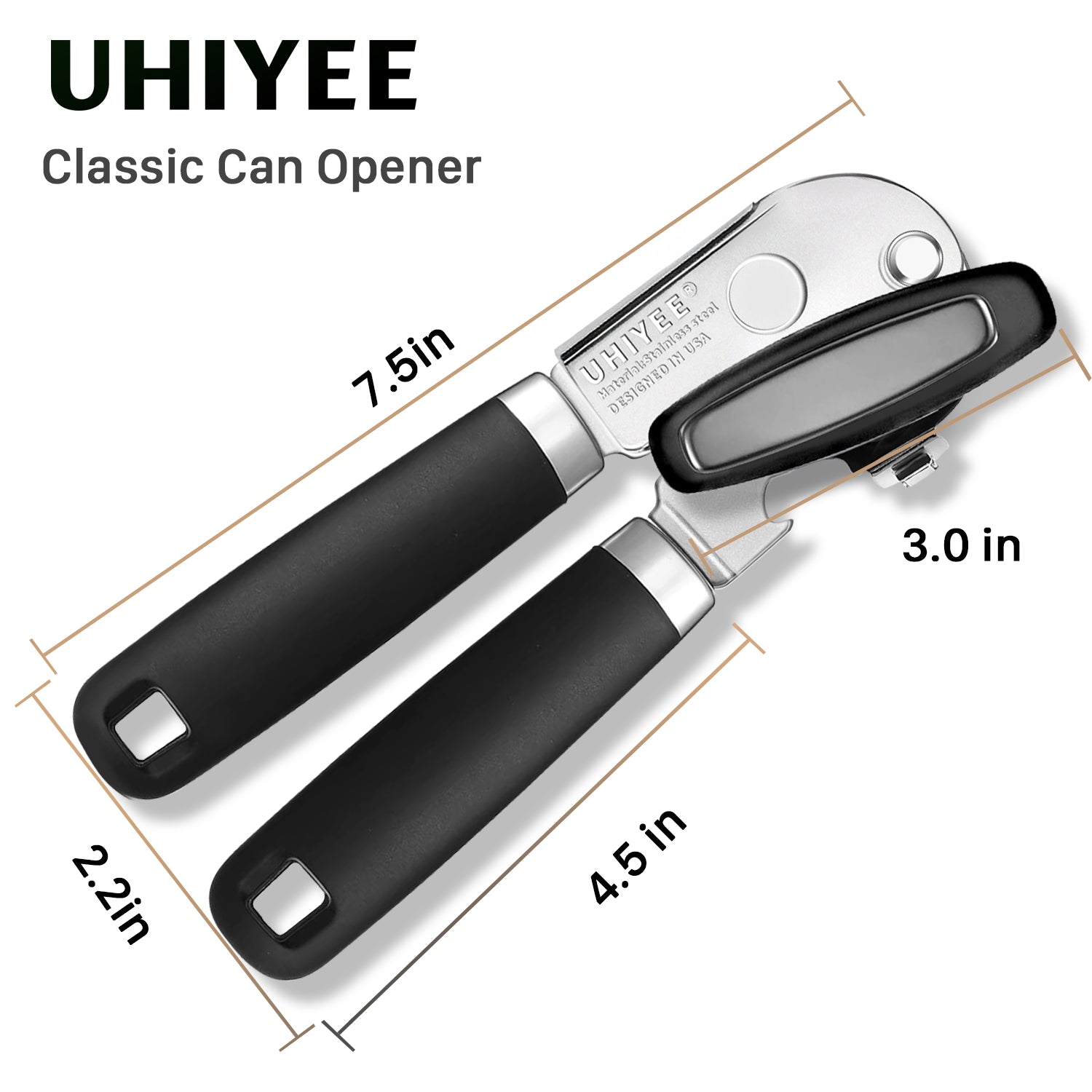 UHIYEE Handheld Manual Can Opener with Magnetic Lid Lifter