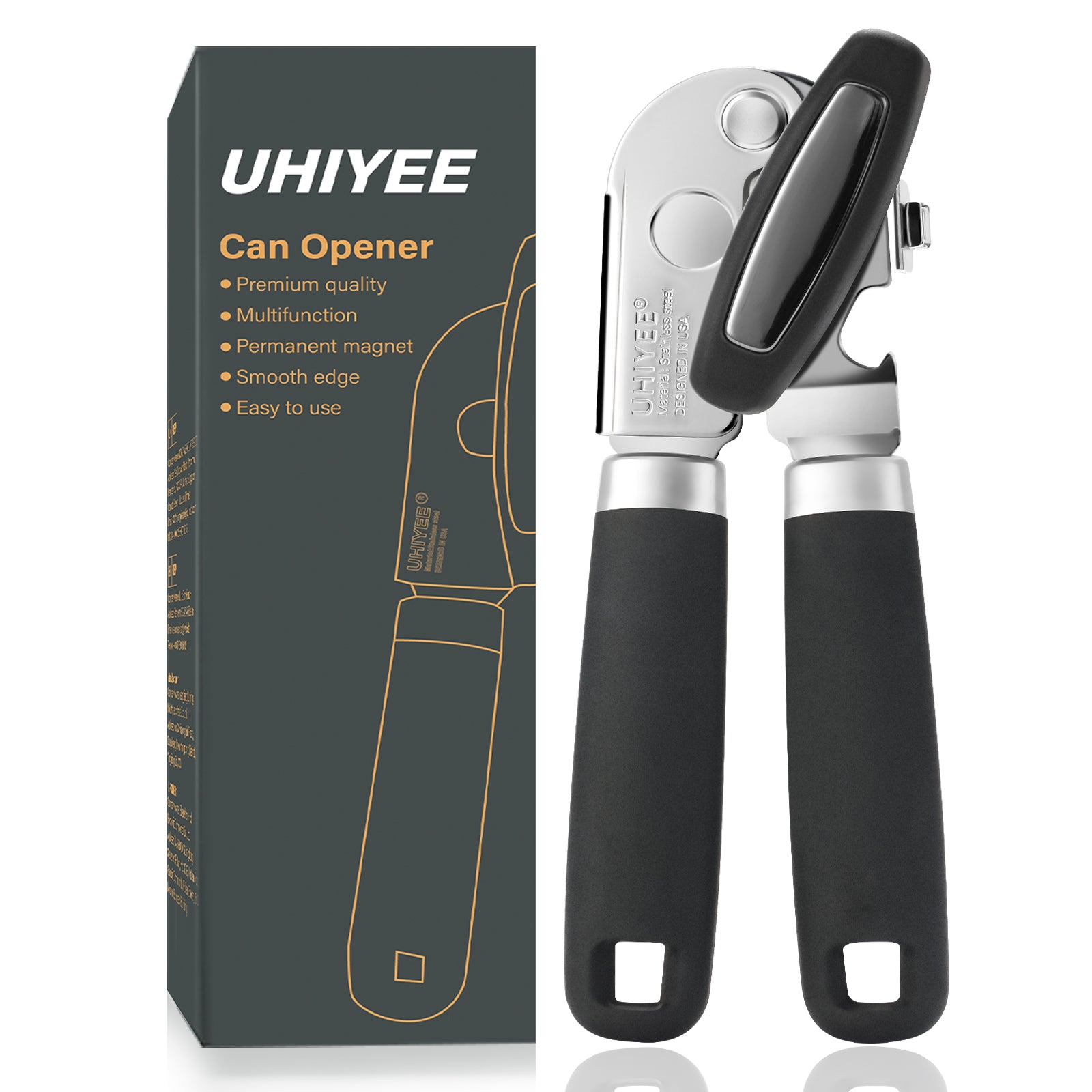 UHIYEE Handheld Manual Can Opener with Magnetic Lid Lifter