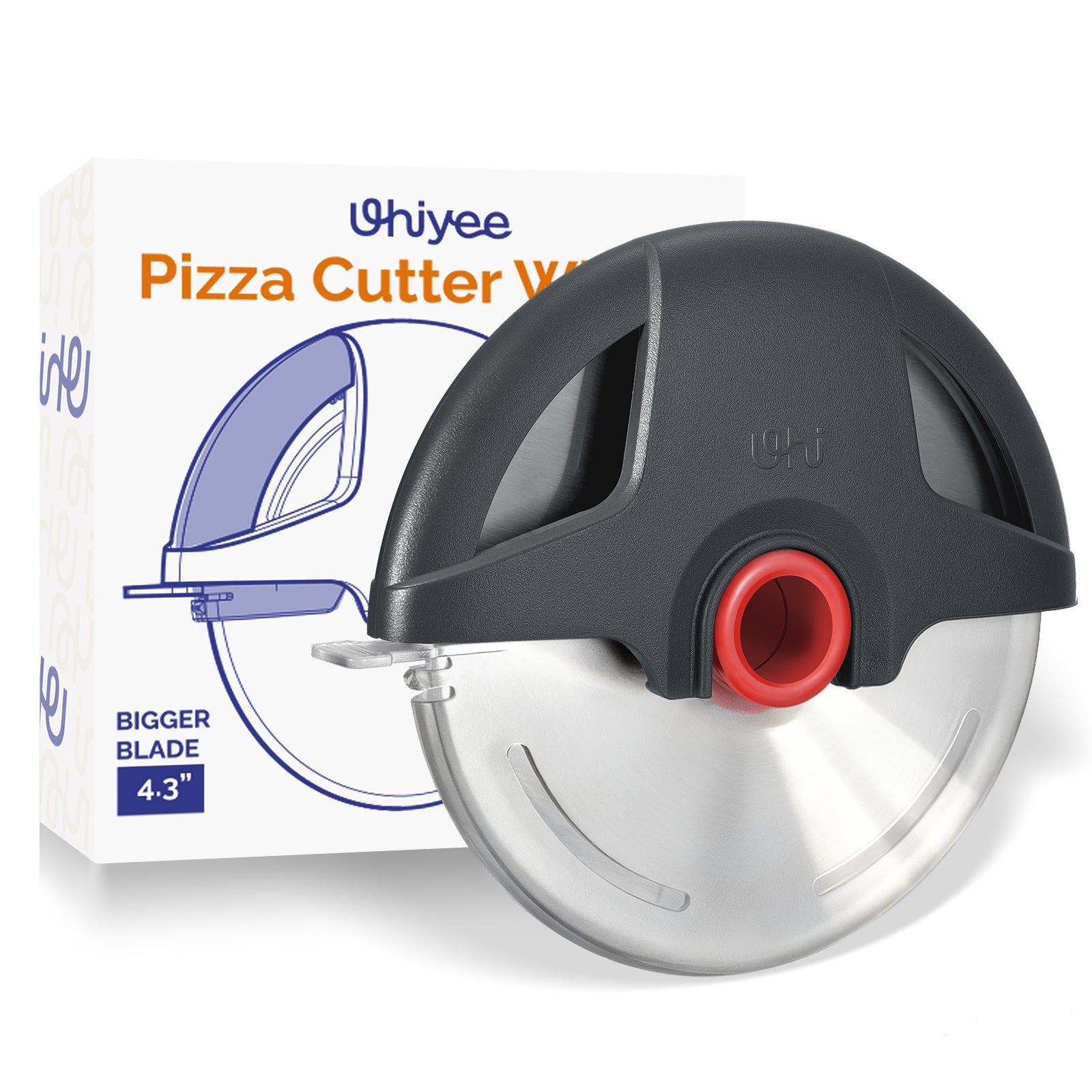 UHIYEE Pizza Cutter Wheel, 4.3" Large Pizza Slicer Wheel with Safety Blade Cover