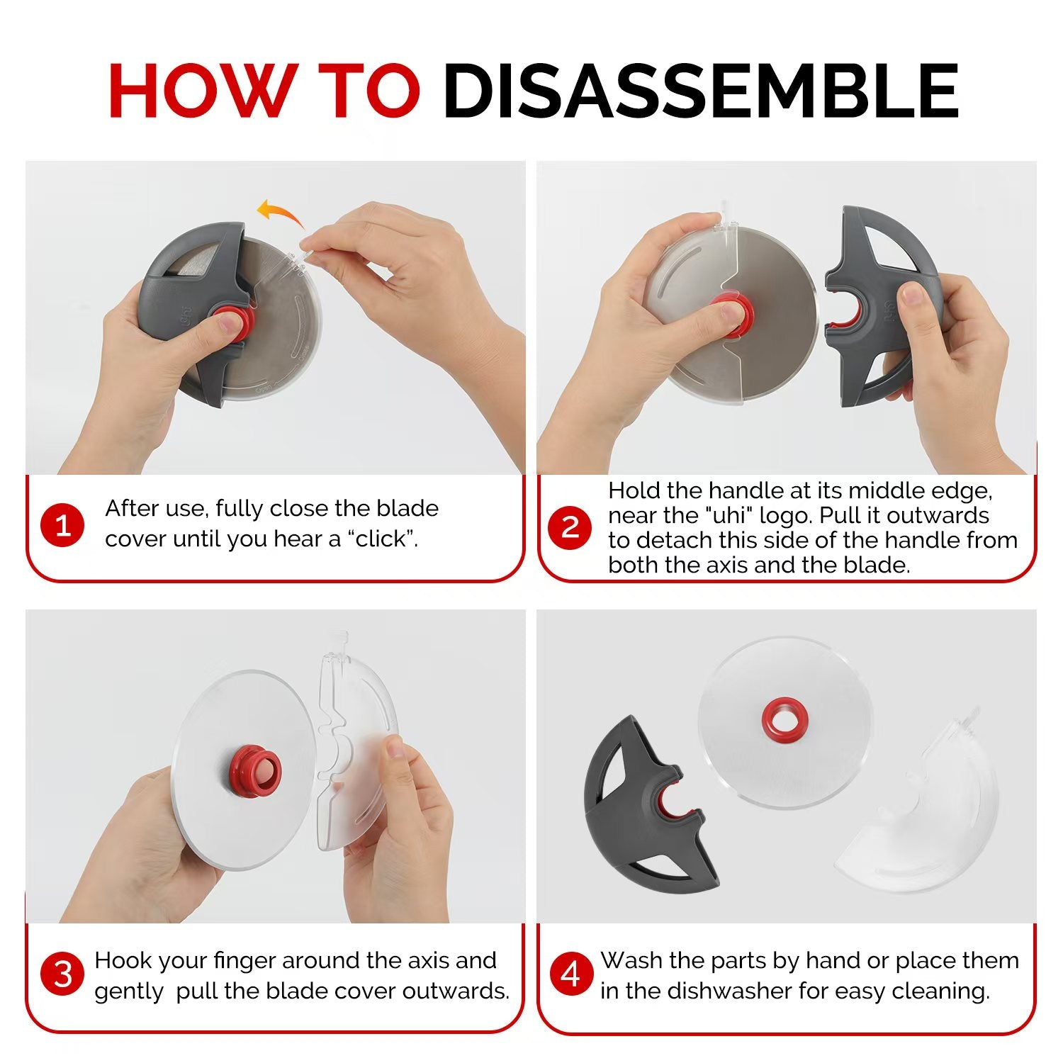 UHIYEE Pizza Cutter Wheel, 4.3" Large Pizza Slicer Wheel with Safety Blade Cover