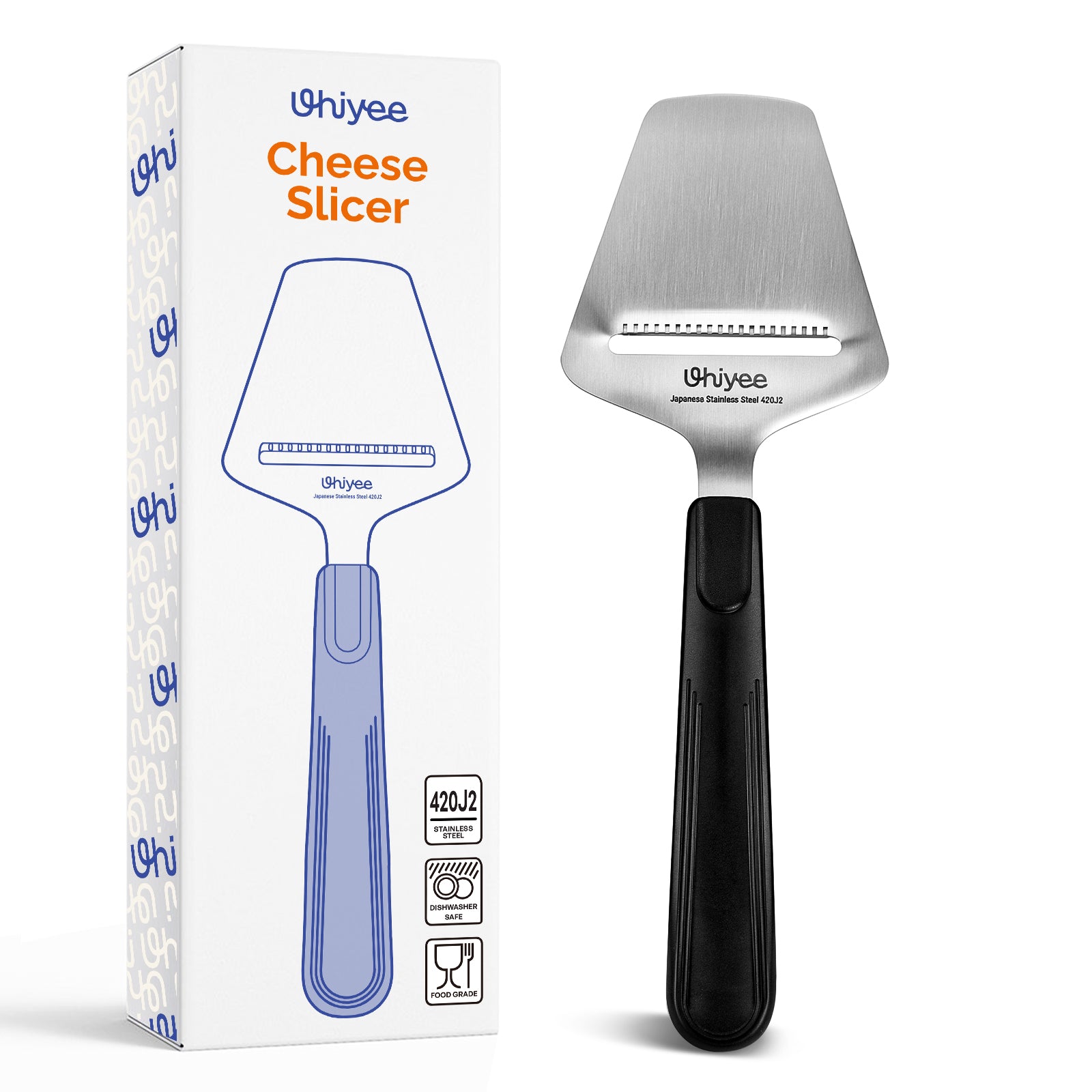 UHIYEE Micro-Serrated Handheld Cheese Slicer Plane for Hard Cheese, Black