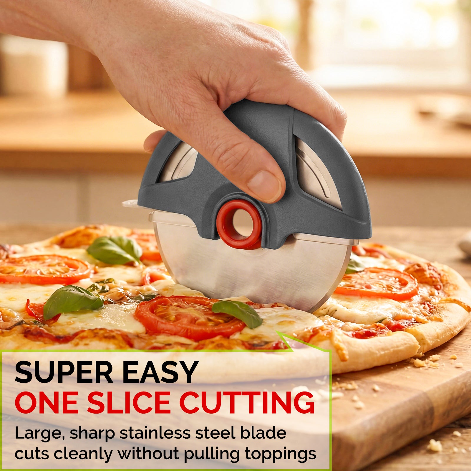 UHIYEE Pizza Cutter Wheel, 4.3" Large Pizza Slicer Wheel with Safety Blade Cover