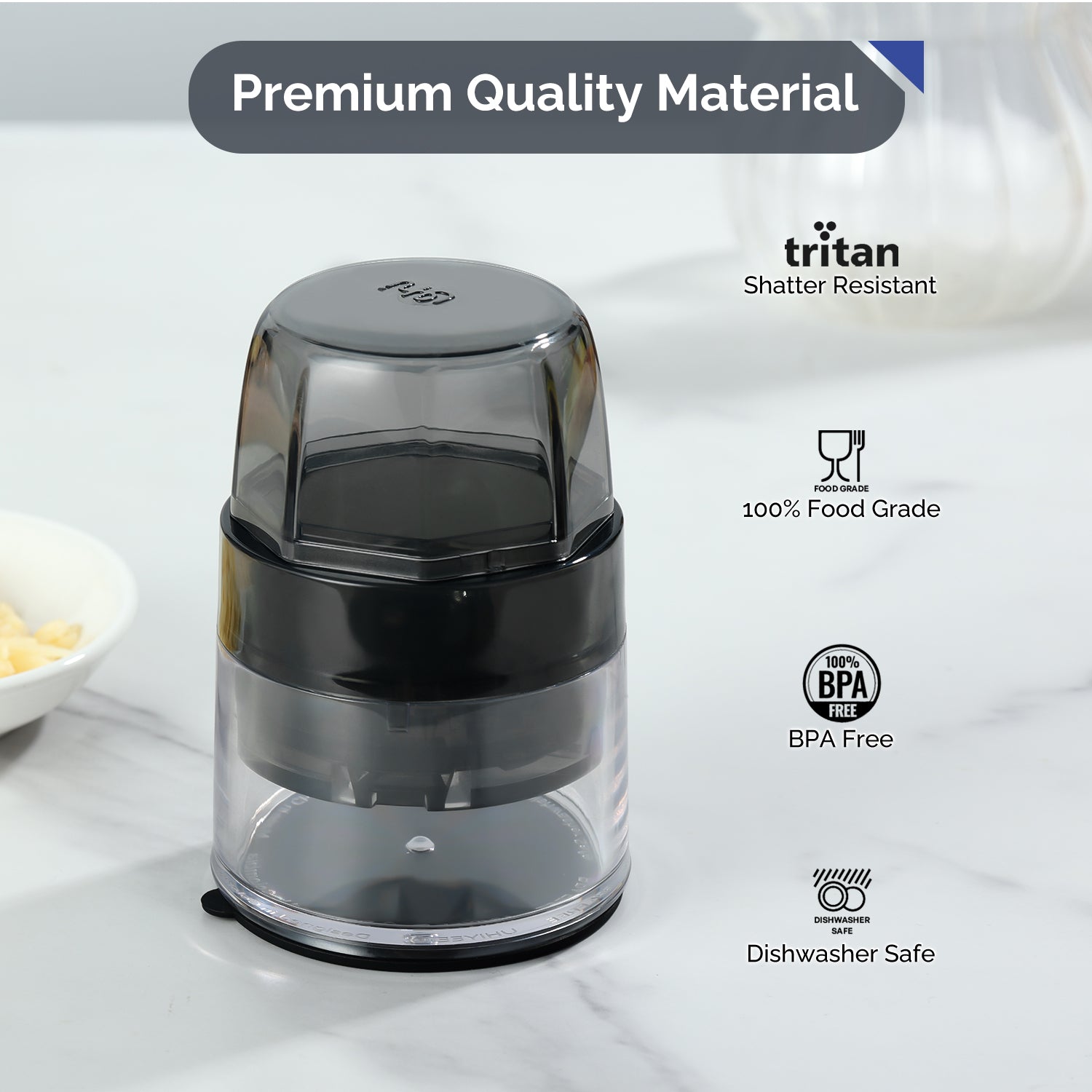 UHIYEE Premium Multipurpose Garlic Crusher Grinder with Tritan Container, BPA-Free, Dishwasher Safe