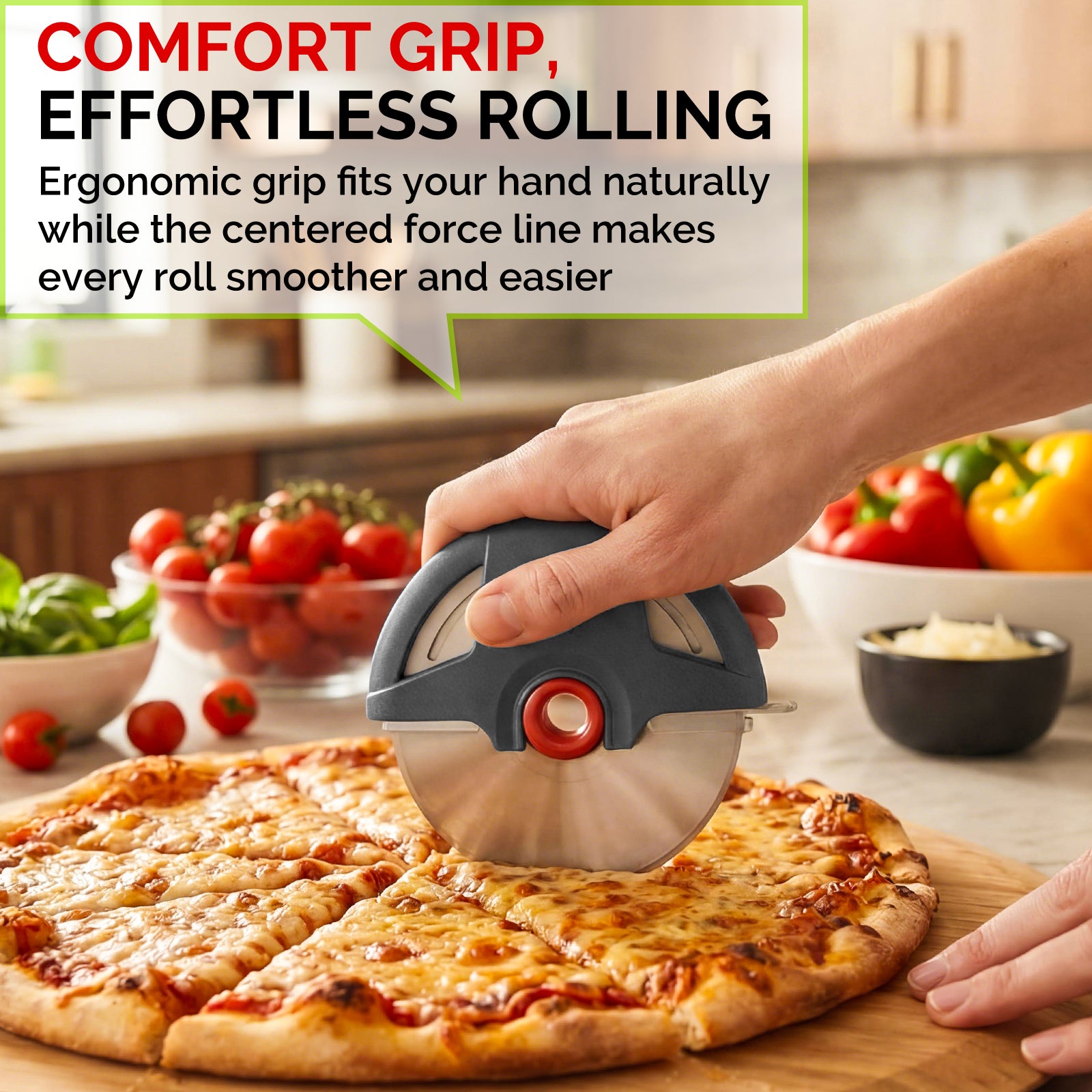 UHIYEE Pizza Cutter Wheel, 4.3" Large Pizza Slicer Wheel with Safety Blade Cover