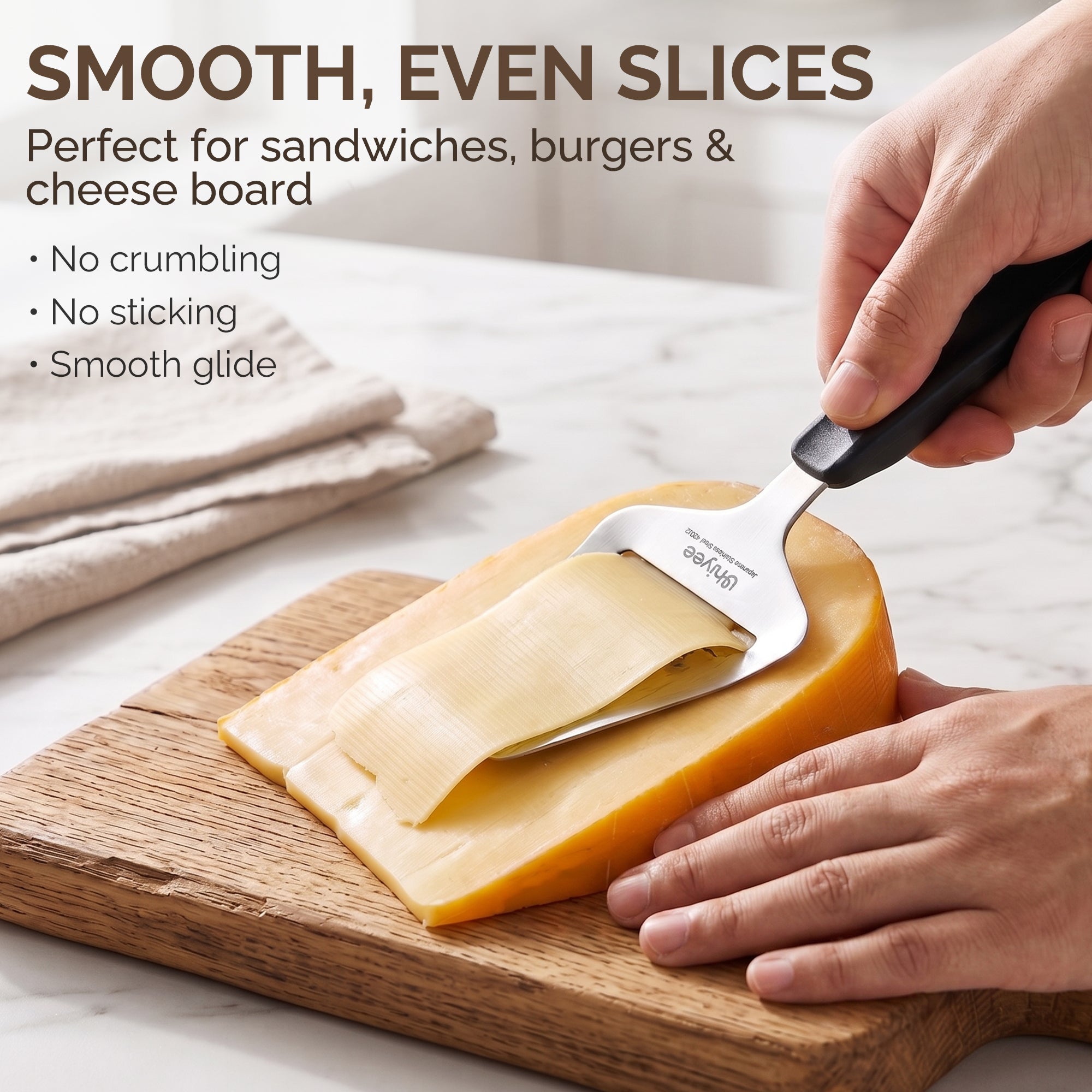 UHIYEE Micro-Serrated Handheld Cheese Slicer Plane for Hard Cheese, Black