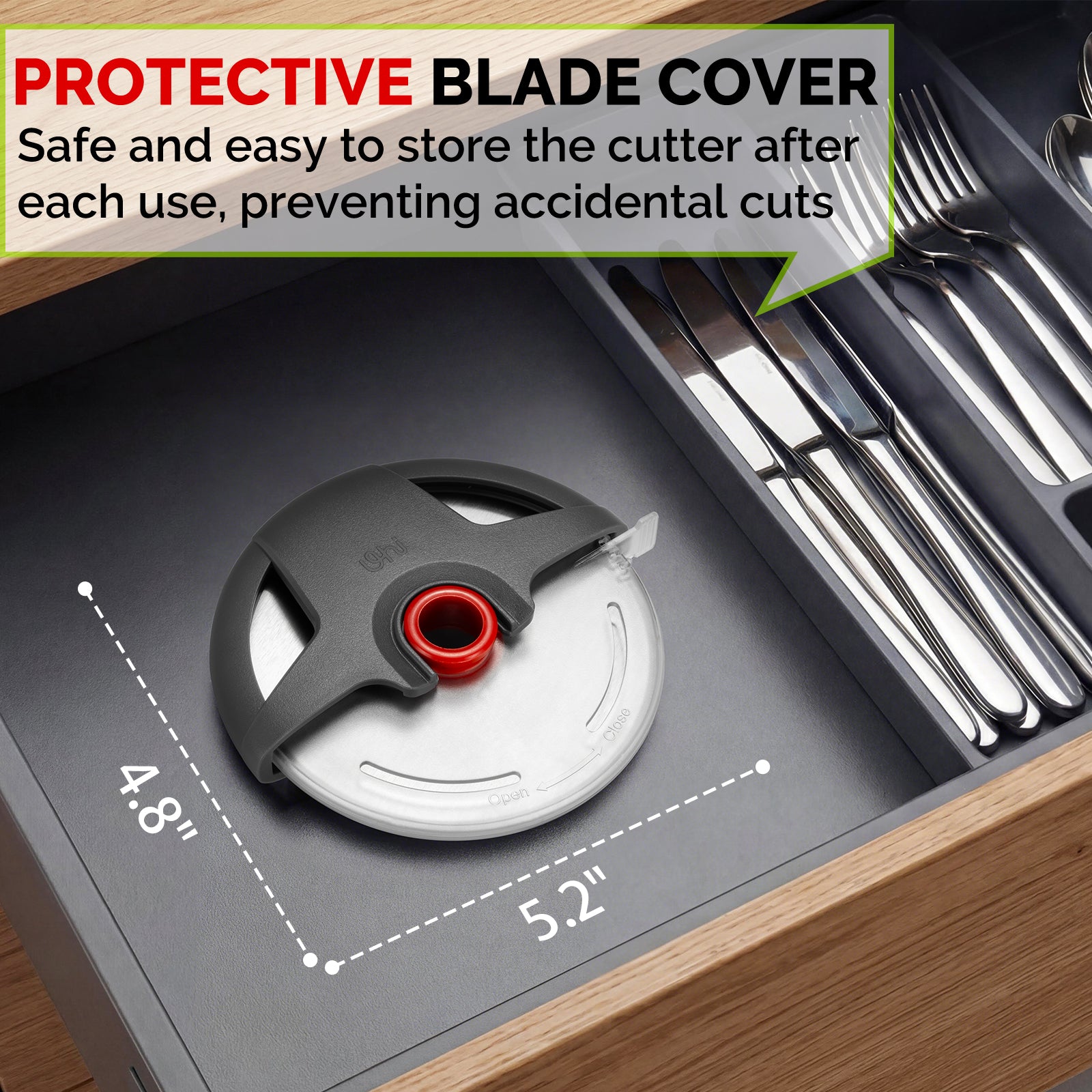 UHIYEE Pizza Cutter Wheel, 4.3" Large Pizza Slicer Wheel with Safety Blade Cover