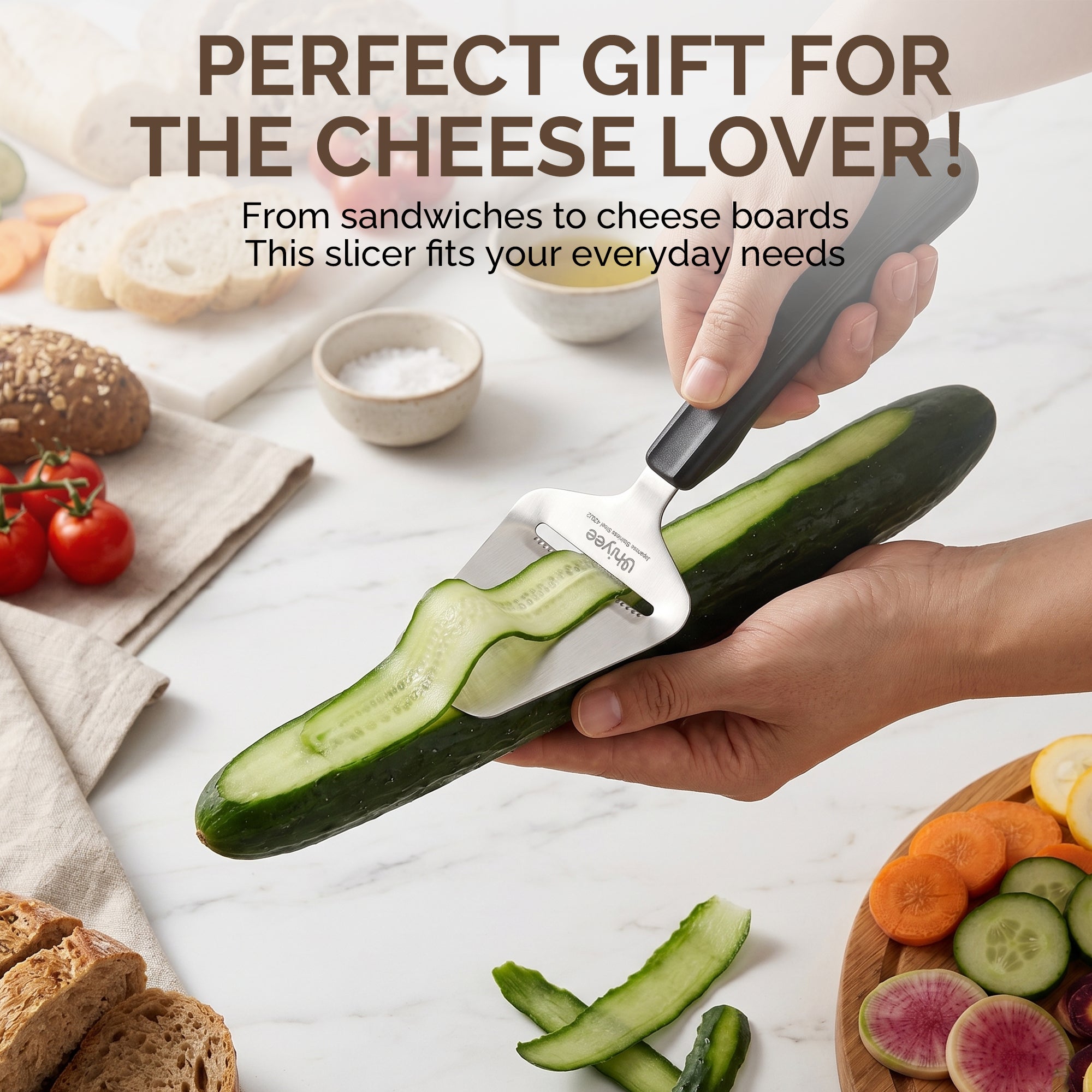 UHIYEE Micro-Serrated Handheld Cheese Slicer Plane for Hard Cheese, Black